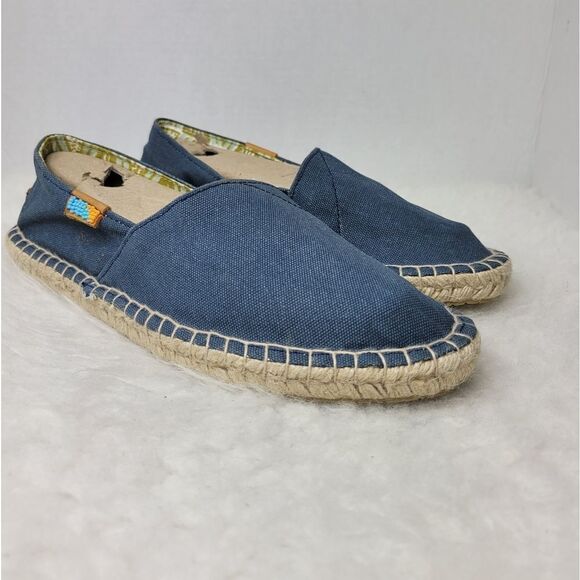 Ubuntu Women's  Canvas Espadrille Beaded Slip On Ethical Blue Shoe Size 9.5 New. - Picture 1 of 10